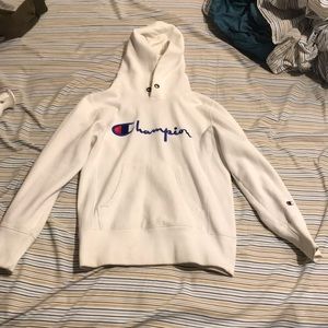 White “champion” reverse weave hoodie